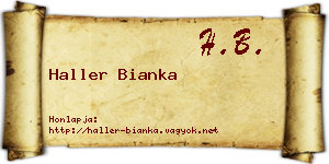 Haller Bianka névjegykártya